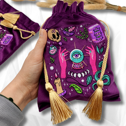 Witchy Purple Velvet Bag