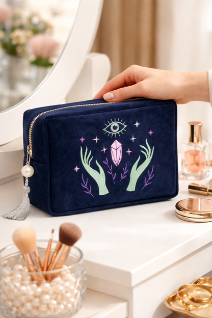 Blue Velvet Pearl Tarot Pouch
