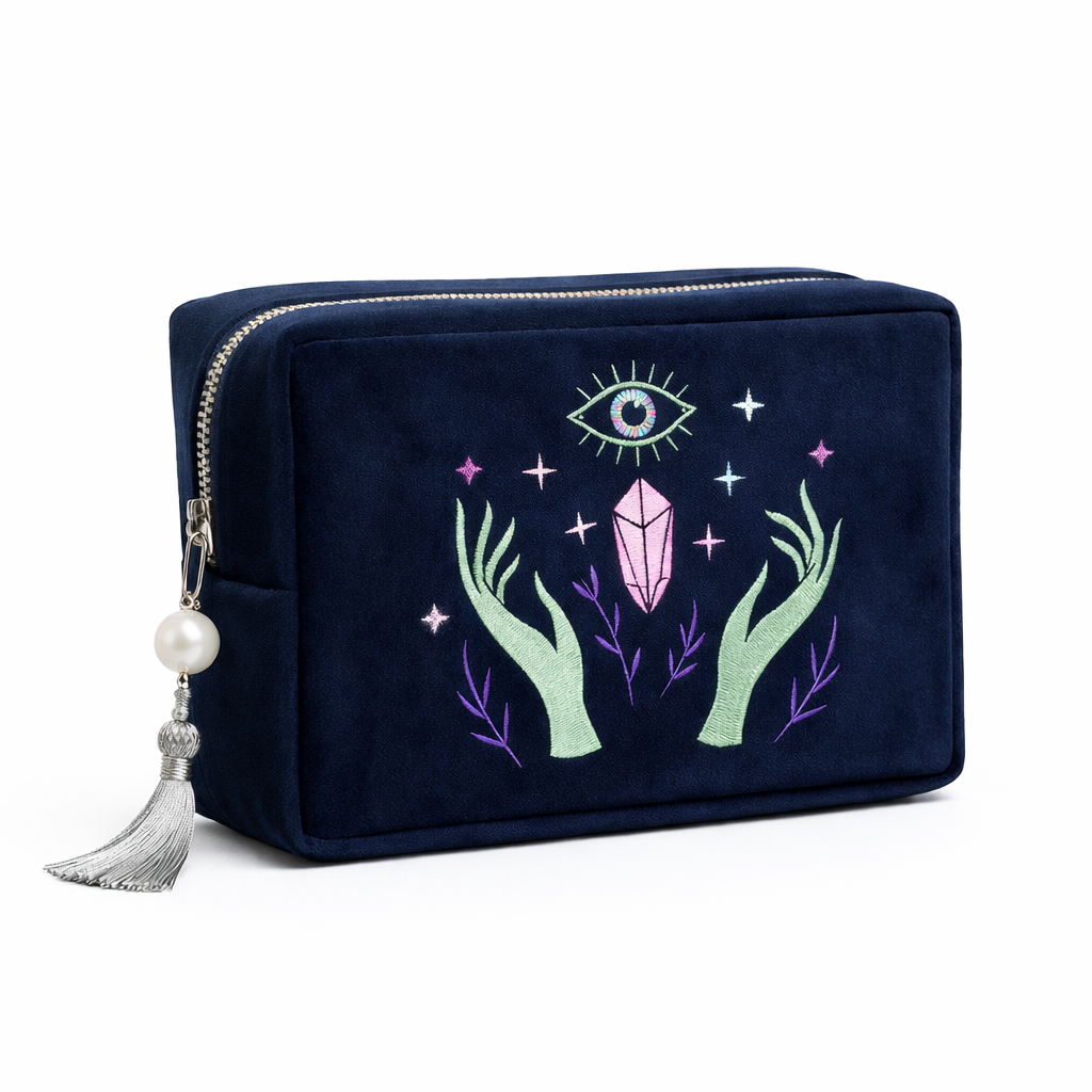 Blue Velvet Pearl Tarot Pouch