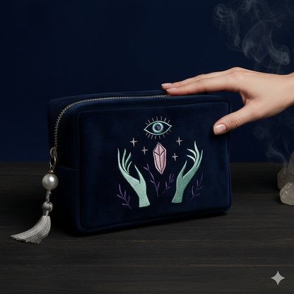 Blue Velvet Pearl Tarot Pouch