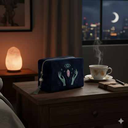 Blue Velvet Pearl Tarot Pouch