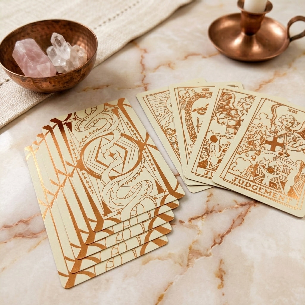 Miracle tarot deck, chrome gold foil Rider Waite tarot cards, extra photo