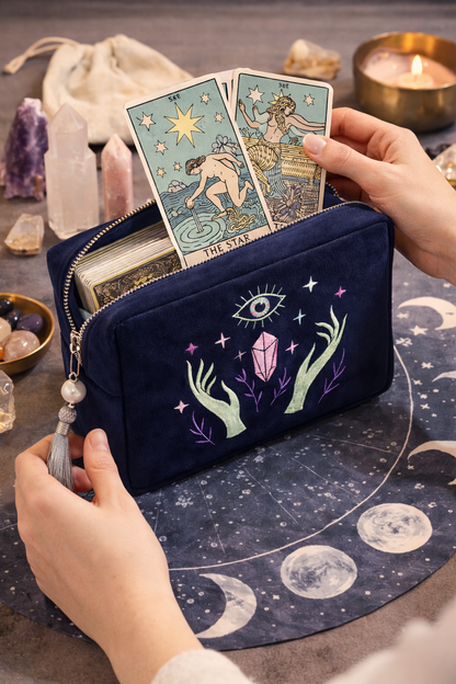 Blue Velvet Pearl Tarot Pouch
