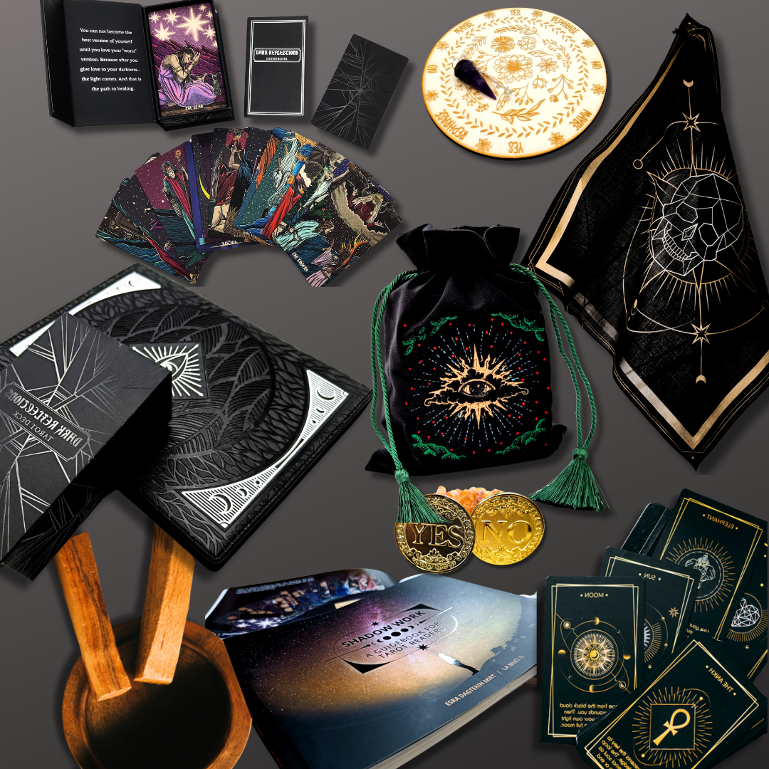Halloween tarot bundle, gothic tarot gift set with tarot deck and altar cloth