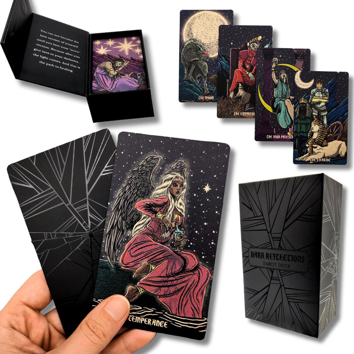 Halloween tarot gift set with shadow work tarot deck, skull altar cloth and velvet tarot bag, photo 3