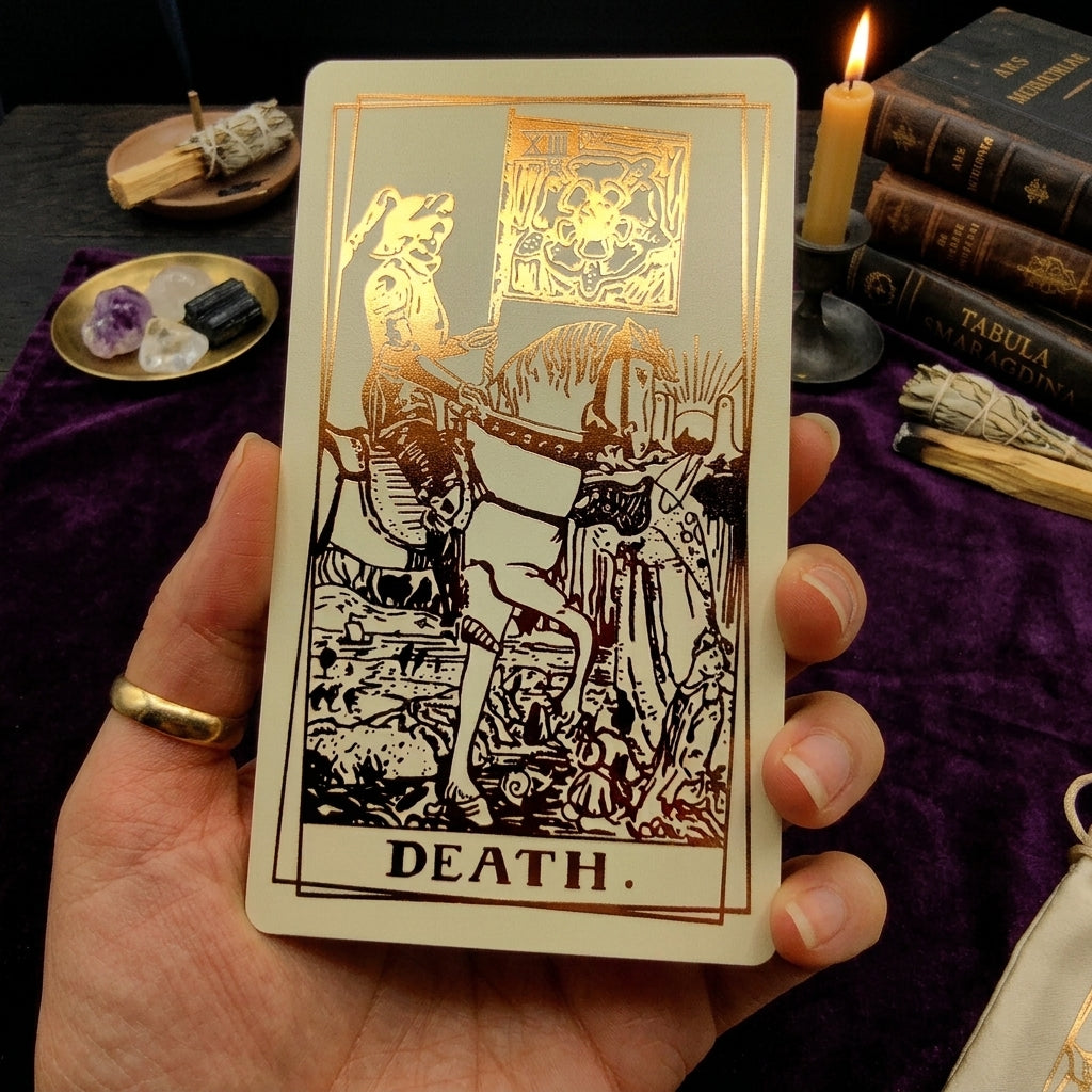 Miracle tarot deck, chrome gold foil Rider Waite tarot cards, main photo