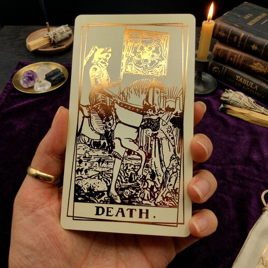 Miracle tarot deck, chrome gold foil Rider Waite tarot cards, main photo