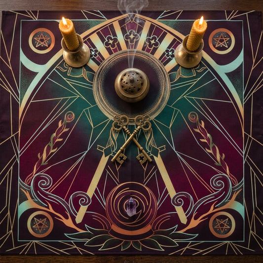 Silk Altar Cloth, Dark Tarot Cloth for Shadow Work, 55 cm, Dark Reflections