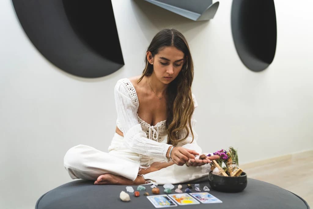 A woman learning how to do a tarot reading for yourself